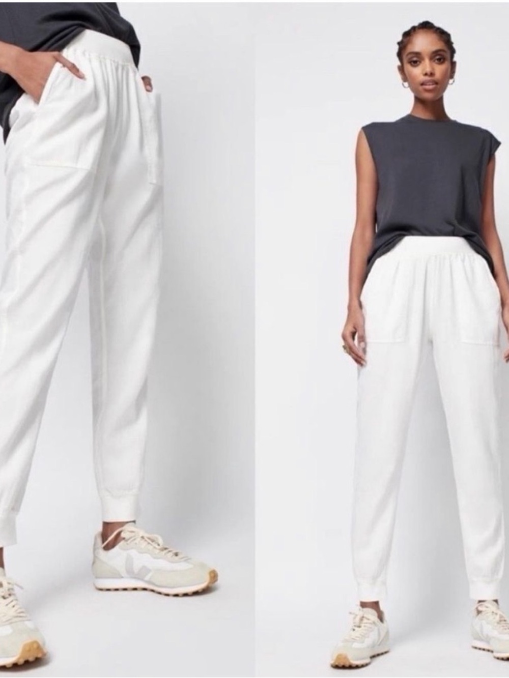Faherty White Elastic-Waist Jogger Pants